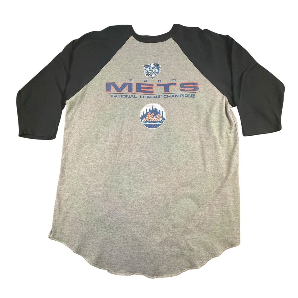 DYNASTY New York Mets Shirt Mens‎ XXL Gray Black Raglan 2000 NL Champions